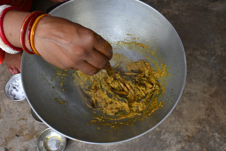 Small Snakehead or Channa orientalis fish curry. Traditional Asian fish curry dish. Indian cuisine Bengali Fish Curry. Asian food and meal. Delicious Indian fish curry. Indian foodの写真素材
