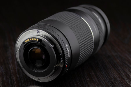 Al Ain, United Arab Emirates 21 July 2020: An illustrative editorial image of a Canon 75-300mm...