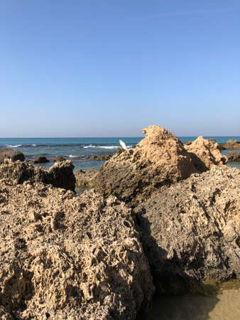 Rocky coast of the island of Crete, Greece. Summer vacationの写真素材