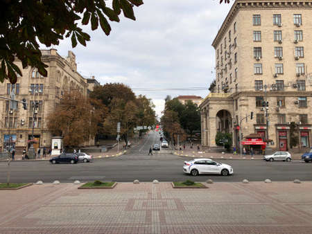 Street view of downtown Warsaw.の写真素材