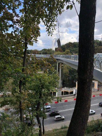 View of the Szczecin Bridge in Poland.の写真素材