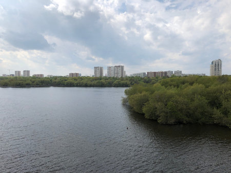 View of the city of Minsk from the river. Belarus.の写真素材