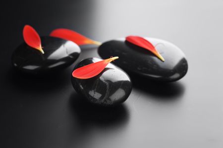 Zen Spa Stones over black.With copy spaceの写真素材