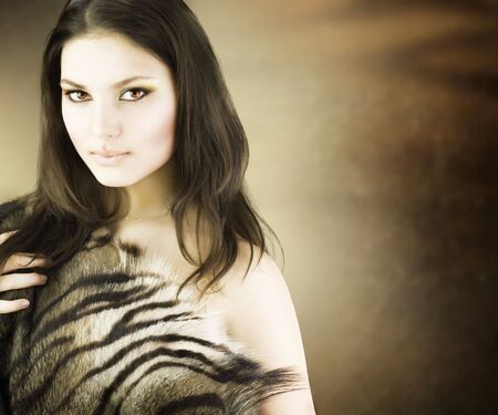 Beautiful Savage Girl portraitの写真素材