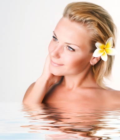 Beautiful Spa Girl face. Perfect clear skin conceptの写真素材