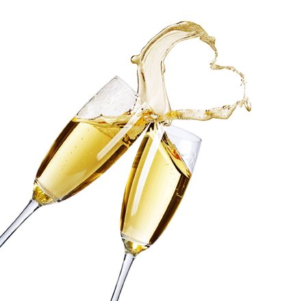 Two Champagne Glasses with abstract Heart splash Two Champagne Glasses with abstract Heart splash