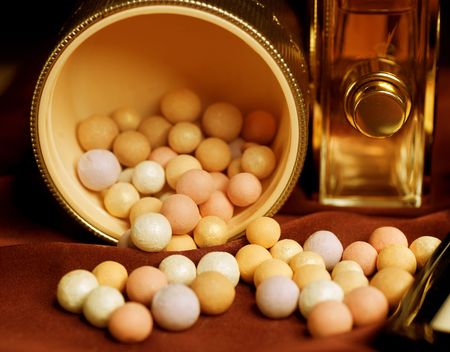 Make-up.Makeup accessories backgroundの写真素材