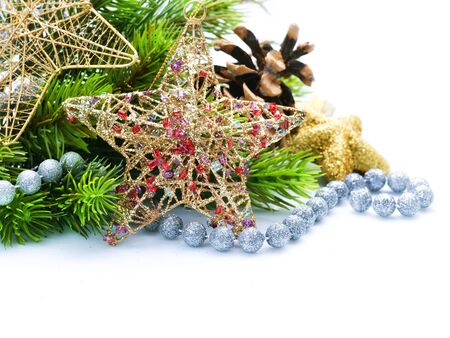 Christmas Decoration Border design isolated on whiteの写真素材