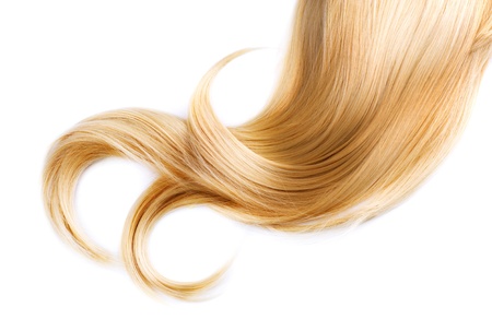 Healthy Blond Hair Isolated On Whiteの写真素材