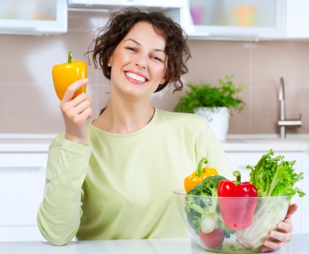 Beautiful Young Woman with healthy food の写真素材
