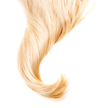 Healthy Blond Hair isolated on white の写真素材
