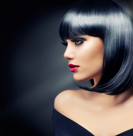 Beautiful Brunette Girl  Healthy Black Hair の写真素材