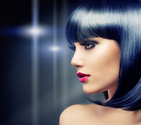 Beautiful Brunette Girl  Healthy Black Hair の写真素材