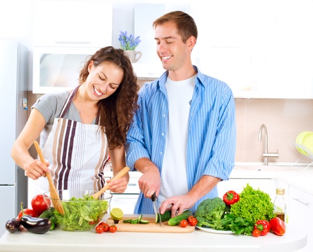 Happy Couple Cooking Together  Dieting  Healthy Foodの写真素材