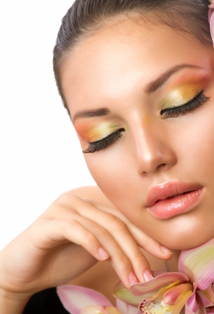 Beautiful Woman Face  Perfect Makeup の写真素材