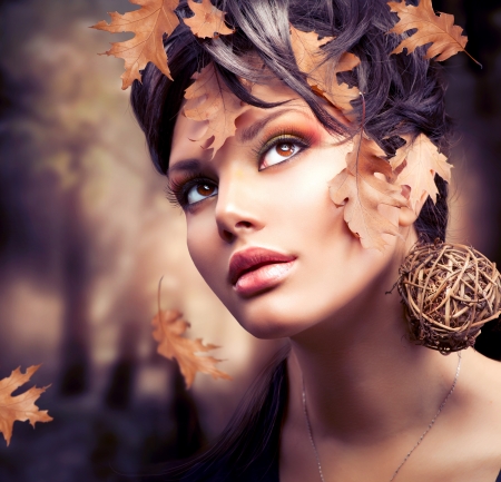 Autumn Woman Fashion Portrait  Fall の写真素材