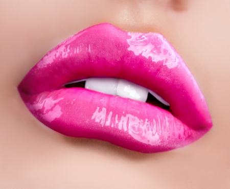 Glossy Lips  Professional Facial Makeup closeupの写真素材
