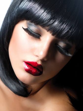 Sexy Woman  Brunette Girl with Extreme Makeup  Vamp Style の写真素材