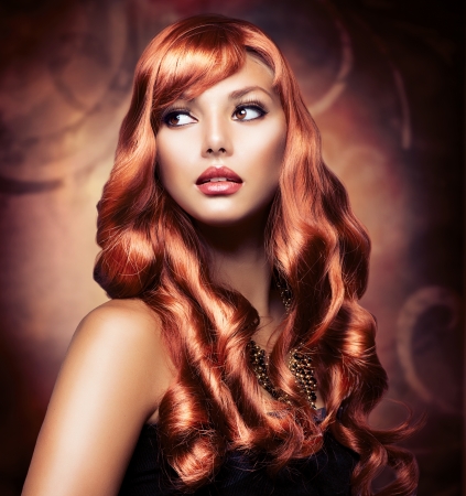 Beautiful Girl With Healthy Long Red Hair の写真素材