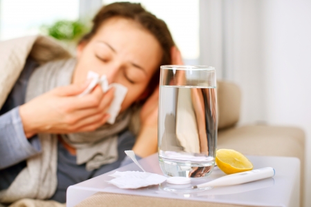 Sick Woman Flu Woman Caught Cold Sneezing into Tissue Sick Woman Flu Woman Caught Cold Sneezing into Tissue