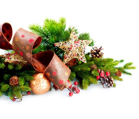 Christmas Decorations Isolated on White Backgroundの写真素材