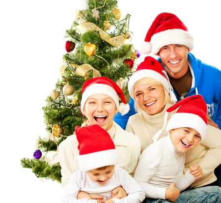 Happy Christmas Family  Big Family with Kids の写真素材