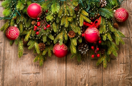 Christmas Decoration Over Wooden Backgroundの写真素材
