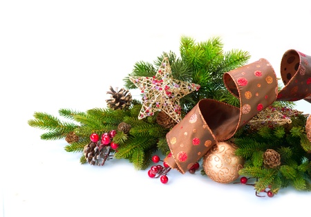 Christmas Decoration  Holiday Decorations Isolated on White の写真素材