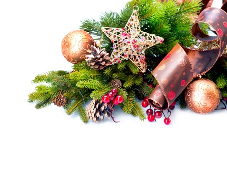 Christmas Decoration  Holiday Decorations Isolated on White の写真素材