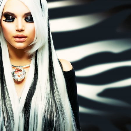 Beauty Fashion Girl black and white style の写真素材