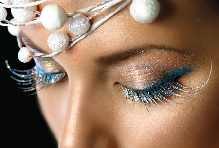 Winter Holiday Make-up closeupの写真素材