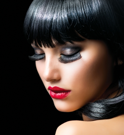 Fashion Brunette Girl Portrait close-up の写真素材