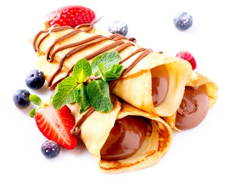 Crepes With Chocolate Cream and Berries の写真素材