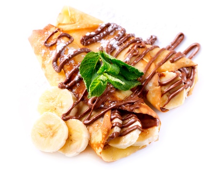 Crepes With Banana And Chocolate の写真素材
