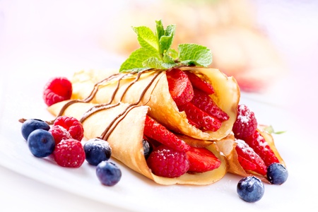 Crepes With Berries  Crepe with Strawberry, Raspberry, Blueberry の写真素材