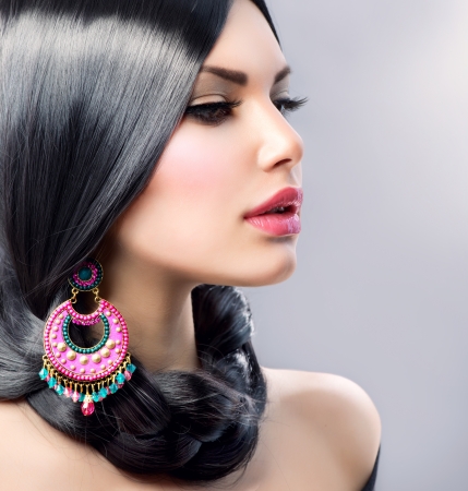 Beauty Woman With Long Black Hair  Hairstyleの写真素材