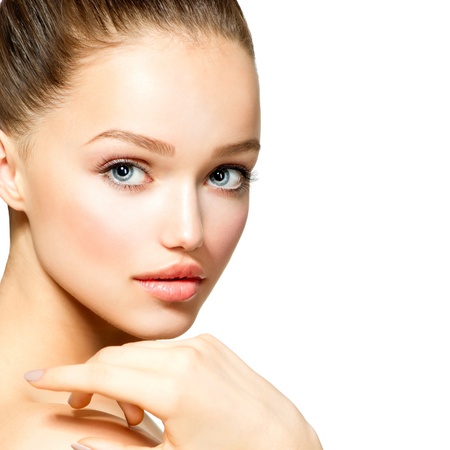 Beauty Teenage Girl Portrait isolated on a White Backgroundの写真素材