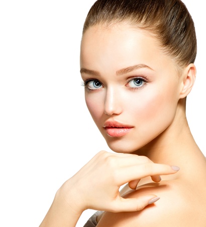 Beauty Teenage Girl Portrait isolated on a White Background の写真素材