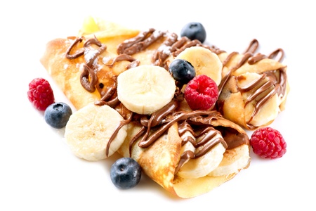 Crepes With Banana And Chocolate の写真素材