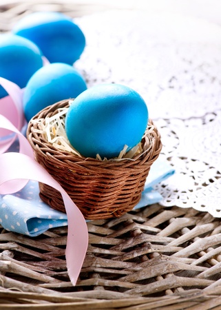 Easter  Painted Eggs  Easter Egg in the Basket の写真素材