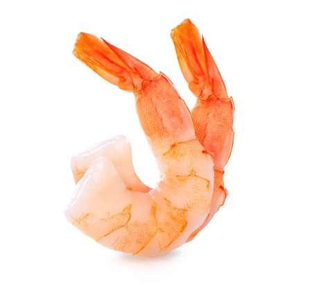 Shrimps  Prawns isolated on a White Background  Seafood の写真素材