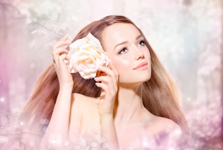 Beauty Girl Portrait Spring Model with flower Beauty Girl Portrait Spring Model with flower