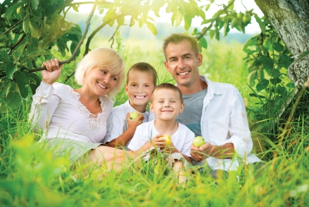 Happy Big Family Outdoors Having Fun の写真素材