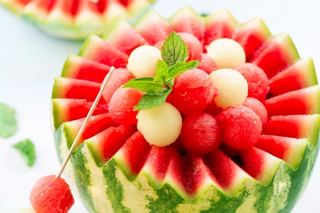 Watermelon  Fresh and Ripe Watermelon and Melon Balls の写真素材