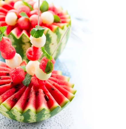 Watermelon  Fresh and Ripe Watermelon and Melon Balls の写真素材