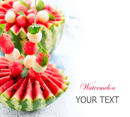 Watermelon  Fresh and Ripe Watermelon and Melon Balls の写真素材