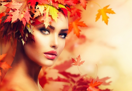 Autumn Woman Portrait  Beauty Fashion Model Girlの写真素材