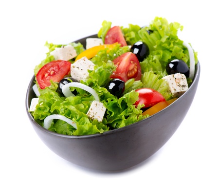 Greek Salad with Feta Cheese, Tomatoes and Olivesの写真素材