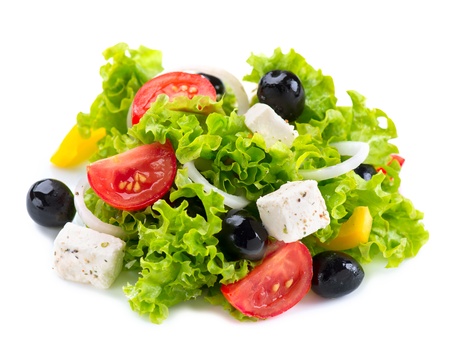 Greek Salad with Feta Cheese, Tomatoes and Olivesの写真素材