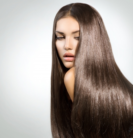 Long Healthy Straight Hair Model Brunette Girl Portrait Long Healthy Straight Hair Model Brunette Girl Portrait